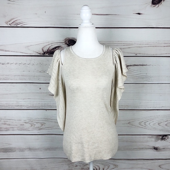 JOHN + JENN Anthro Knitted Flutter Sleeve Top - Picture 2 of 9